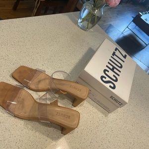 Summer clear band shoes from Neiman Marcus size 9 1/2